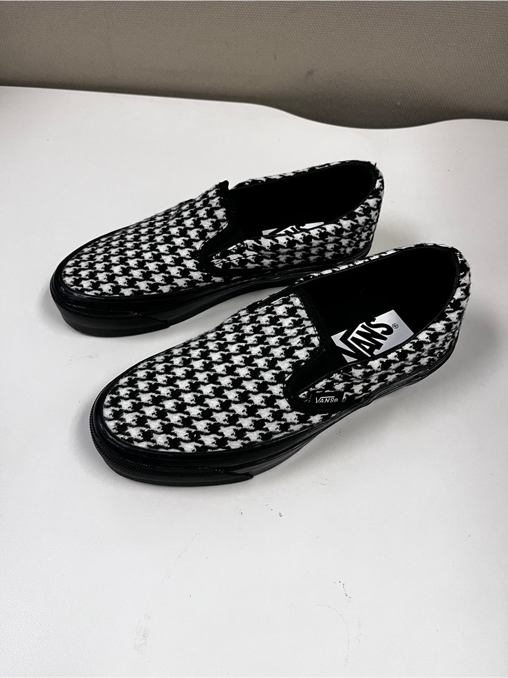 🎱VANS🎱 Vans LX Classic Slip-On 98 Vans Houndstooth Slip-On Black White Size 5